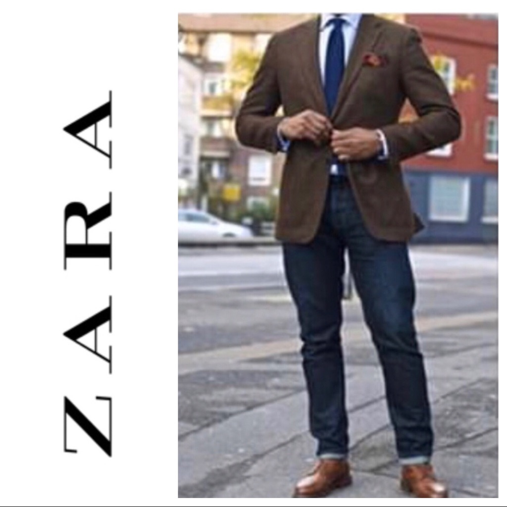 Zara Man Blazer In Brown